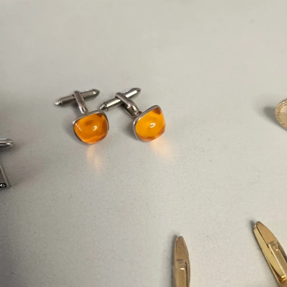 Vintage Mens‎ Cufflinks Tie Clip Lapel Pin Lot Gold Silver Tone Formal Jewelry